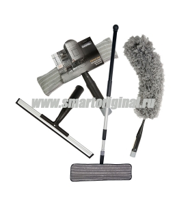 Premium-набор №1: Швабра бытовая, 1 насадка влажная + основа гибкая + платформа для мытья окон + скребок универсальный фото в интернет-магазине Смарт.ру